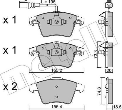 Metelli 22-0552-0 - Тормозные колодки, дисковые, комплект autosila-amz.com