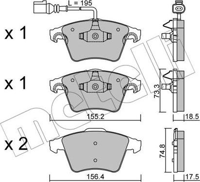 Metelli 22-0552-1 - Тормозные колодки, дисковые, комплект autosila-amz.com