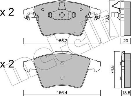 Metelli 22-0552-3 - Тормозные колодки, дисковые, комплект autosila-amz.com