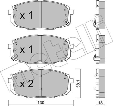 Metelli 22-0513-1 - Тормозные колодки, дисковые, комплект autosila-amz.com