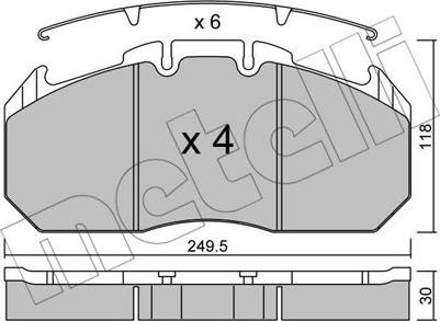 Metelli 22-0587-0 - Тормозные колодки, дисковые, комплект autosila-amz.com