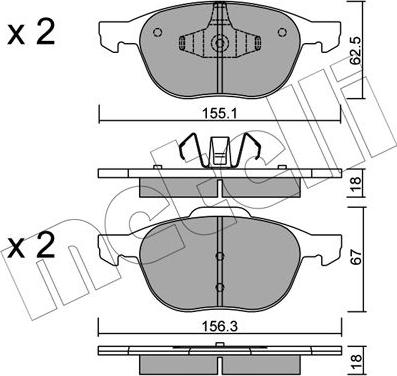 Metelli 22-0534-0 - Тормозные колодки, дисковые, комплект autosila-amz.com