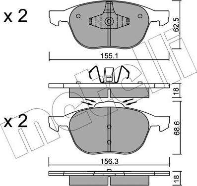 Metelli 22-0534-1 - Тормозные колодки, дисковые, комплект autosila-amz.com