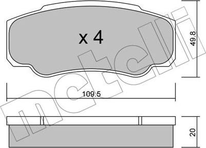 Metelli 22-0532-0 - Тормозные колодки, дисковые, комплект autosila-amz.com