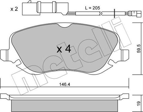 Metelli 22-0529-0 - Тормозные колодки, дисковые, комплект autosila-amz.com