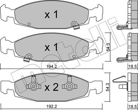 Metelli 22-0525-0 - Тормозные колодки, дисковые, комплект autosila-amz.com