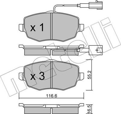 Metelli 22-0528-1 - Тормозные колодки, дисковые, комплект autosila-amz.com