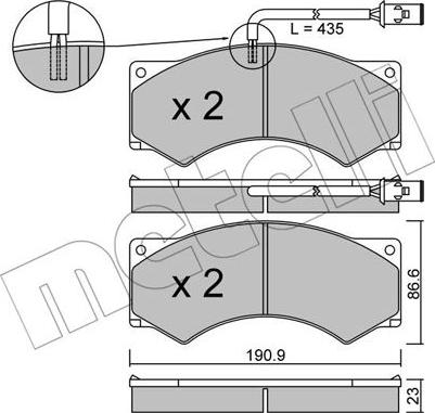 Metelli 22-0579-1 - Тормозные колодки, дисковые, комплект autosila-amz.com