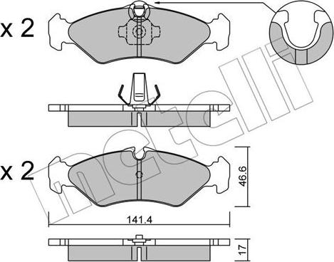 Metelli 22-0571-1 - Тормозные колодки, дисковые, комплект autosila-amz.com