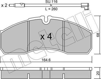 Metelli 22-0578-3K - Тормозные колодки, дисковые, комплект autosila-amz.com