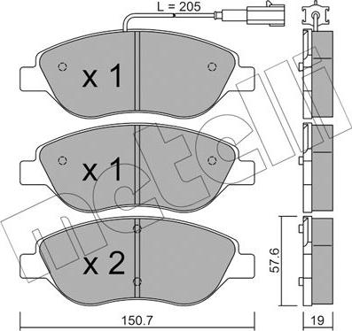 Metelli 22-0577-0 - Тормозные колодки, дисковые, комплект autosila-amz.com