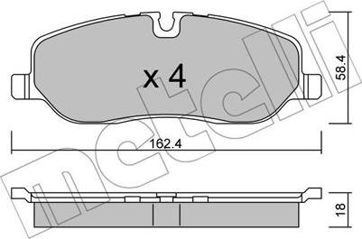 Metelli 22-0693-0 - Тормозные колодки, дисковые, комплект autosila-amz.com