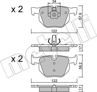 Metelli 22-0644-4 - Тормозные колодки, дисковые, комплект autosila-amz.com