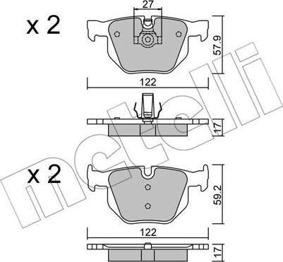 Metelli 22-0644-0 - Тормозные колодки, дисковые, комплект autosila-amz.com