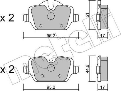 Metelli 22-0641-0 - Тормозные колодки, дисковые, комплект autosila-amz.com