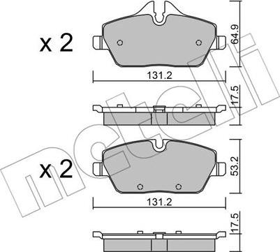 Metelli 22-0664-0 - Тормозные колодки, дисковые, комплект autosila-amz.com