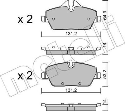 Metelli 22-0664-2 - Тормозные колодки, дисковые, комплект autosila-amz.com