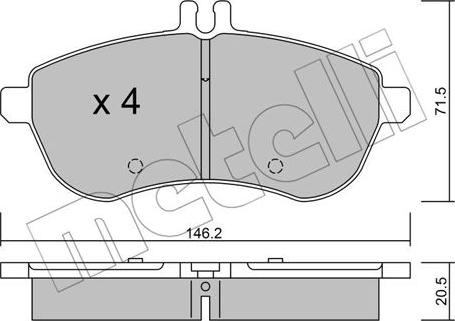 Metelli 22-0665-0 - Тормозные колодки, дисковые, комплект autosila-amz.com