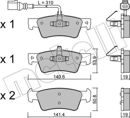 Metelli 22-0661-1 - Тормозные колодки, дисковые, комплект autosila-amz.com