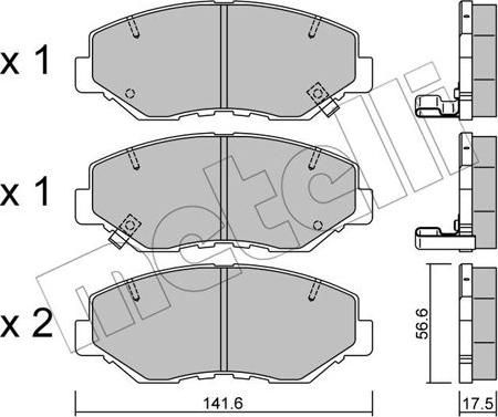 Metelli 22-0606-0 - Тормозные колодки, дисковые, комплект autosila-amz.com