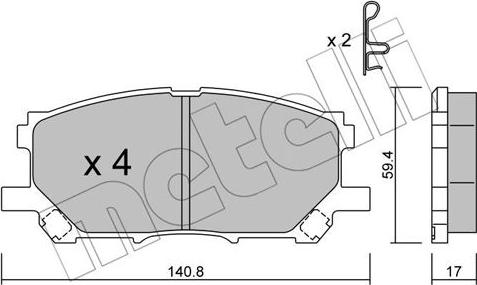 Metelli 22-0618-0 - Тормозные колодки, дисковые, комплект autosila-amz.com