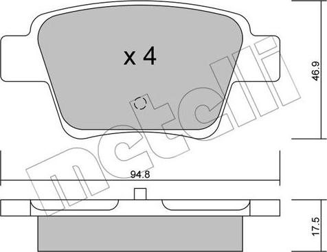 Metelli 22-0639-0 - Тормозные колодки, дисковые, комплект autosila-amz.com