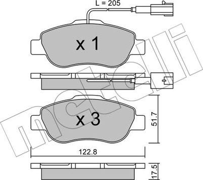 Metelli 22-0638-1 - Тормозные колодки, дисковые, комплект autosila-amz.com