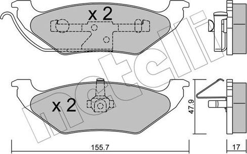 Metelli 22-0624-0 - Тормозные колодки, дисковые, комплект autosila-amz.com