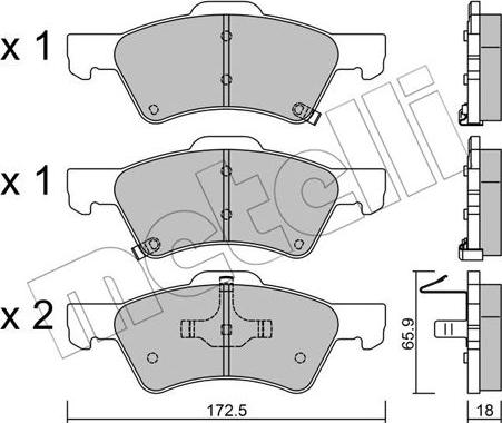 Metelli 22-0623-0 - Тормозные колодки, дисковые, комплект autosila-amz.com