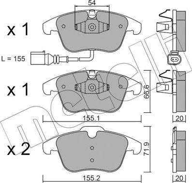 Metelli 22-0675-1 - Тормозные колодки, дисковые, комплект autosila-amz.com