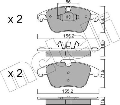 Metelli 22-0675-3 - Тормозные колодки, дисковые, комплект autosila-amz.com