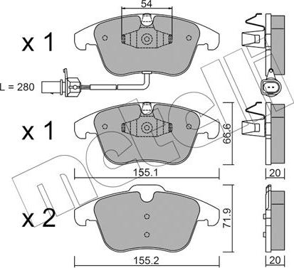 Metelli 22-0675-2 - Тормозные колодки, дисковые, комплект autosila-amz.com