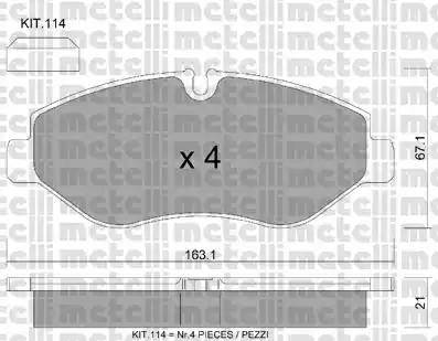 Metelli 22-0671-2 - Тормозные колодки, дисковые, комплект autosila-amz.com