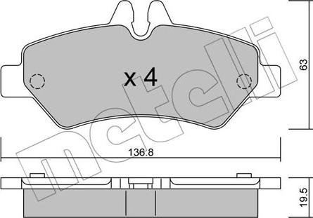 Metelli 22-0672-0 - Тормозные колодки, дисковые, комплект autosila-amz.com