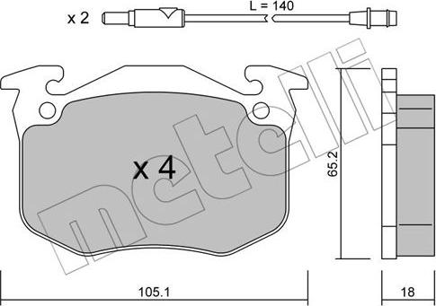 Metelli 22-0090-0 - Тормозные колодки, дисковые, комплект autosila-amz.com