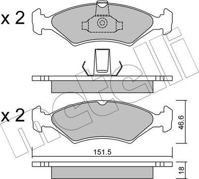 Metelli 22-0093-0 - Тормозные колодки, дисковые, комплект autosila-amz.com