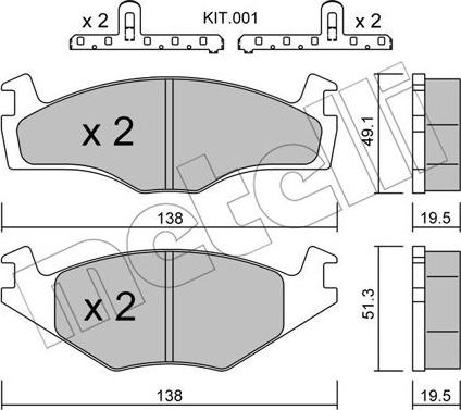 Metelli 22-0045-1K - Тормозные колодки, дисковые, комплект autosila-amz.com