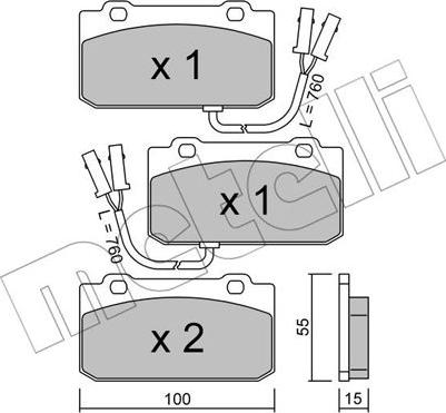 Metelli 22-0040-1 - Тормозные колодки, дисковые, комплект autosila-amz.com