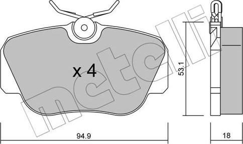 Metelli 22-0041-0 - Тормозные колодки, дисковые, комплект autosila-amz.com