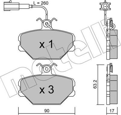 Metelli 22-0059-0 - Тормозные колодки, дисковые, комплект autosila-amz.com