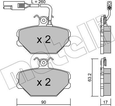 Metelli 22-0059-1 - Тормозные колодки, дисковые, комплект autosila-amz.com