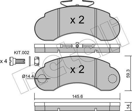 Metelli 22-0055-1 - Тормозные колодки, дисковые, комплект autosila-amz.com