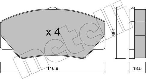 Metelli 22-0056-0 - Тормозные колодки, дисковые, комплект autosila-amz.com