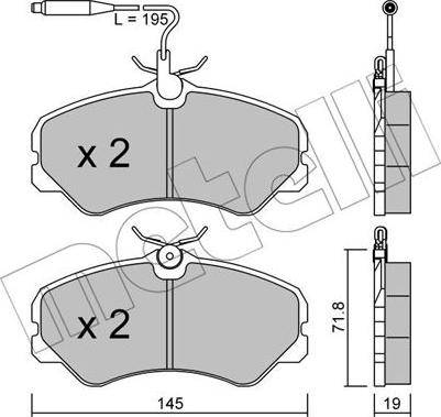 Metelli 22-0058-1 - Тормозные колодки, дисковые, комплект autosila-amz.com