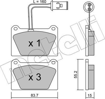 Metelli 22-0052-0 - Тормозные колодки, дисковые, комплект autosila-amz.com