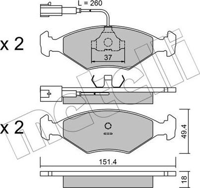 Metelli 22-0057-1 - Тормозные колодки, дисковые, комплект autosila-amz.com