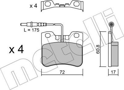 Metelli 22-0060-0 - Тормозные колодки, дисковые, комплект autosila-amz.com