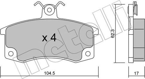 Metelli 22-0062-0 - Тормозные колодки, дисковые, комплект autosila-amz.com