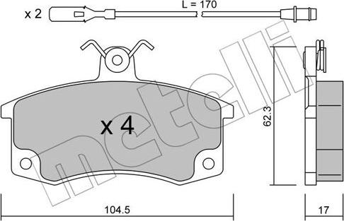 Metelli 22-0062-1 - Тормозные колодки, дисковые, комплект autosila-amz.com