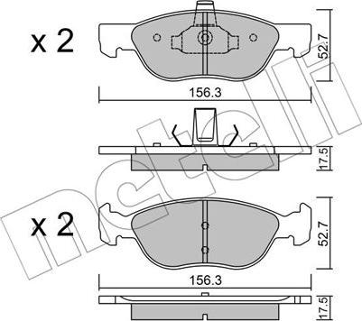 Metelli 22-0082-2 - Тормозные колодки, дисковые, комплект autosila-amz.com